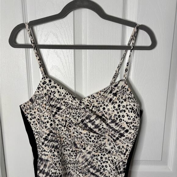 Almost Famous Black and White Leopard Print Spaghetti Strap Mini Dress Size XL - Picture 2 of 8